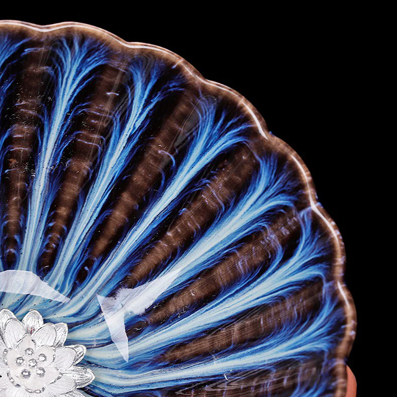 Authentic Handmade Jian Zhan Blue Gongfu Tea Cup With Sterling Silver - Image 11