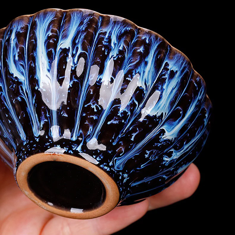 Authentic Handmade Jian Zhan Blue Gongfu Tea Cup With Sterling Silver - Image 12