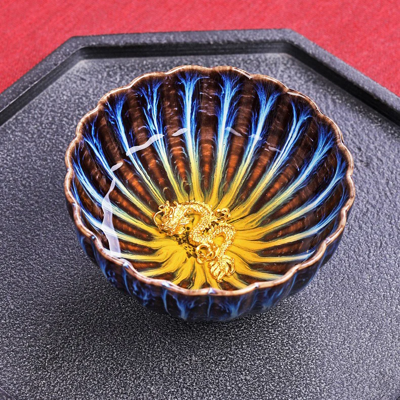 Authentic Handmade Jian Zhan Blue Gongfu Tea Cup With Sterling Silver - Image 14