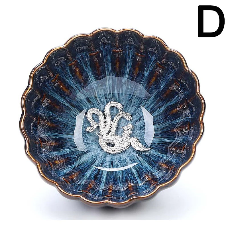 Authentic Handmade Jian Zhan Blue Gongfu Tea Cup With Sterling Silver - Image 5