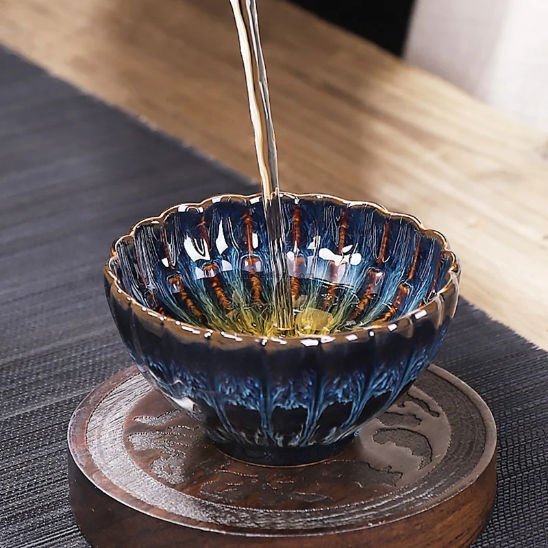 Authentic Handmade Jian Zhan Blue Gongfu Tea Cup With Sterling Silver - Image 8