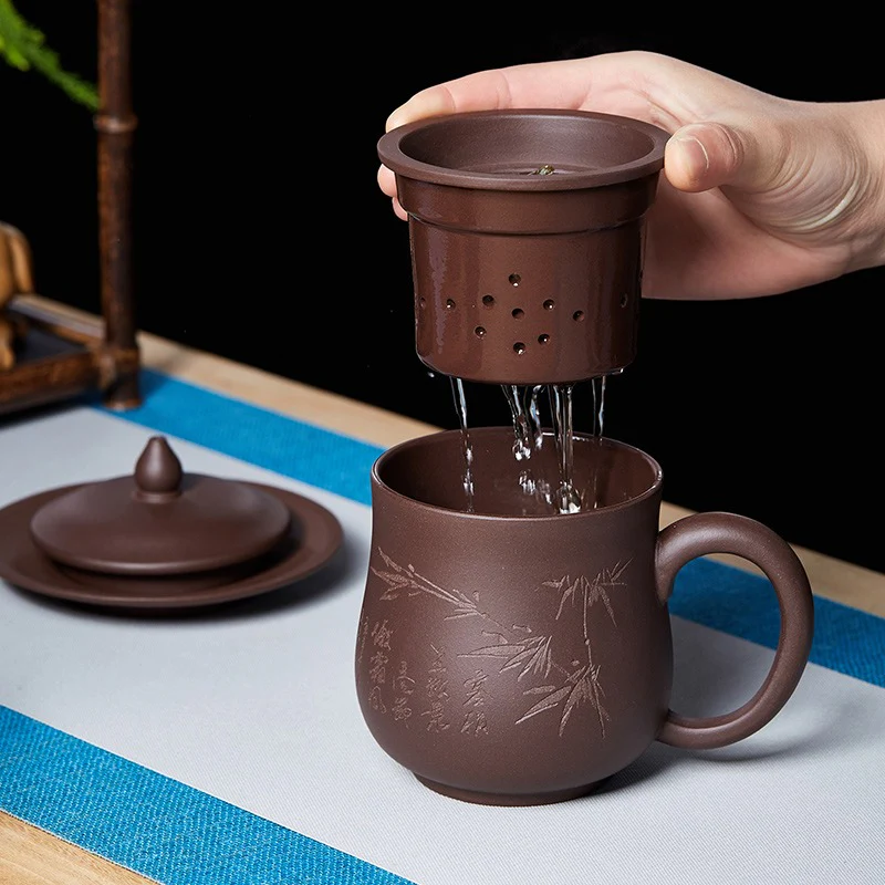 Authentic Handmade Yixing Tea Cup With Infuser And Saucer - Image 3