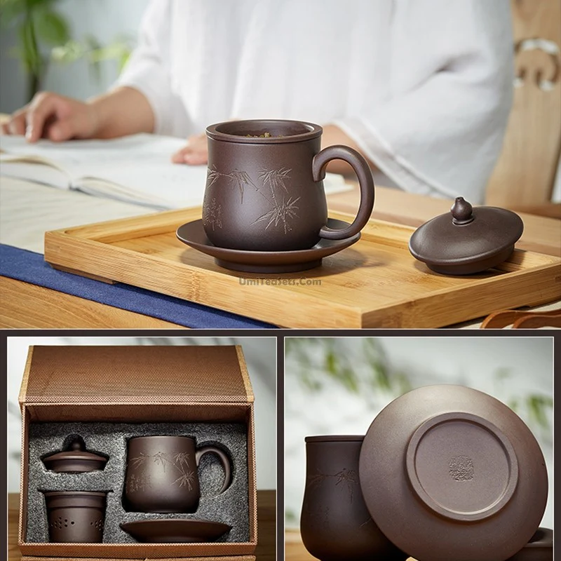 Authentic Handmade Yixing Tea Cup With Infuser And Saucer - Image 5