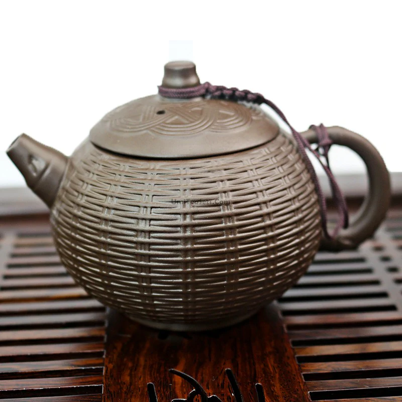 Bamboo Weaving Yixing Purple Clay Gongfu Tea Set - Image 4