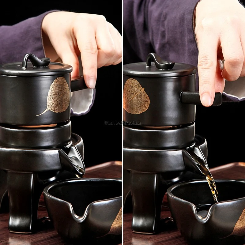Black Ceramic Automatic Gongfu Tea Set - Image 3