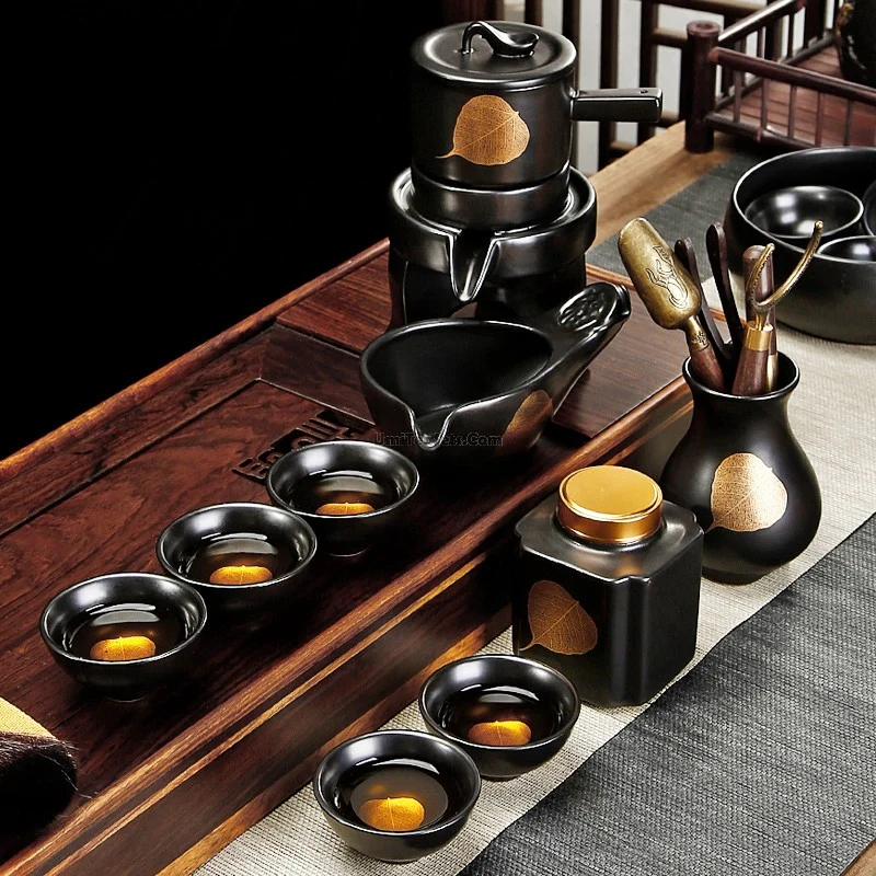 Black Ceramic Automatic Gongfu Tea Set - Image 4