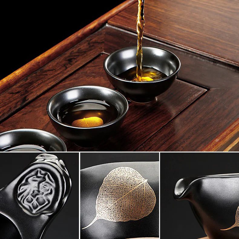 Black Ceramic Automatic Gongfu Tea Set - Image 6
