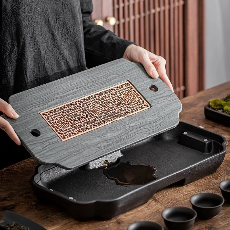 Black Ceramic Samll Gongfu Tea Tray - Image 4
