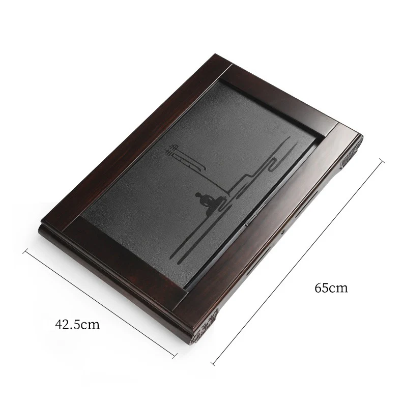 Black Peom Tea Set With Stone Rosewood Tea Tray - Image 5