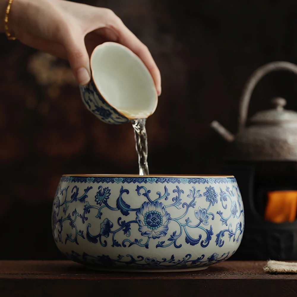 Blue And White Ruyao Twig Flowers Tea Washer - Image 4