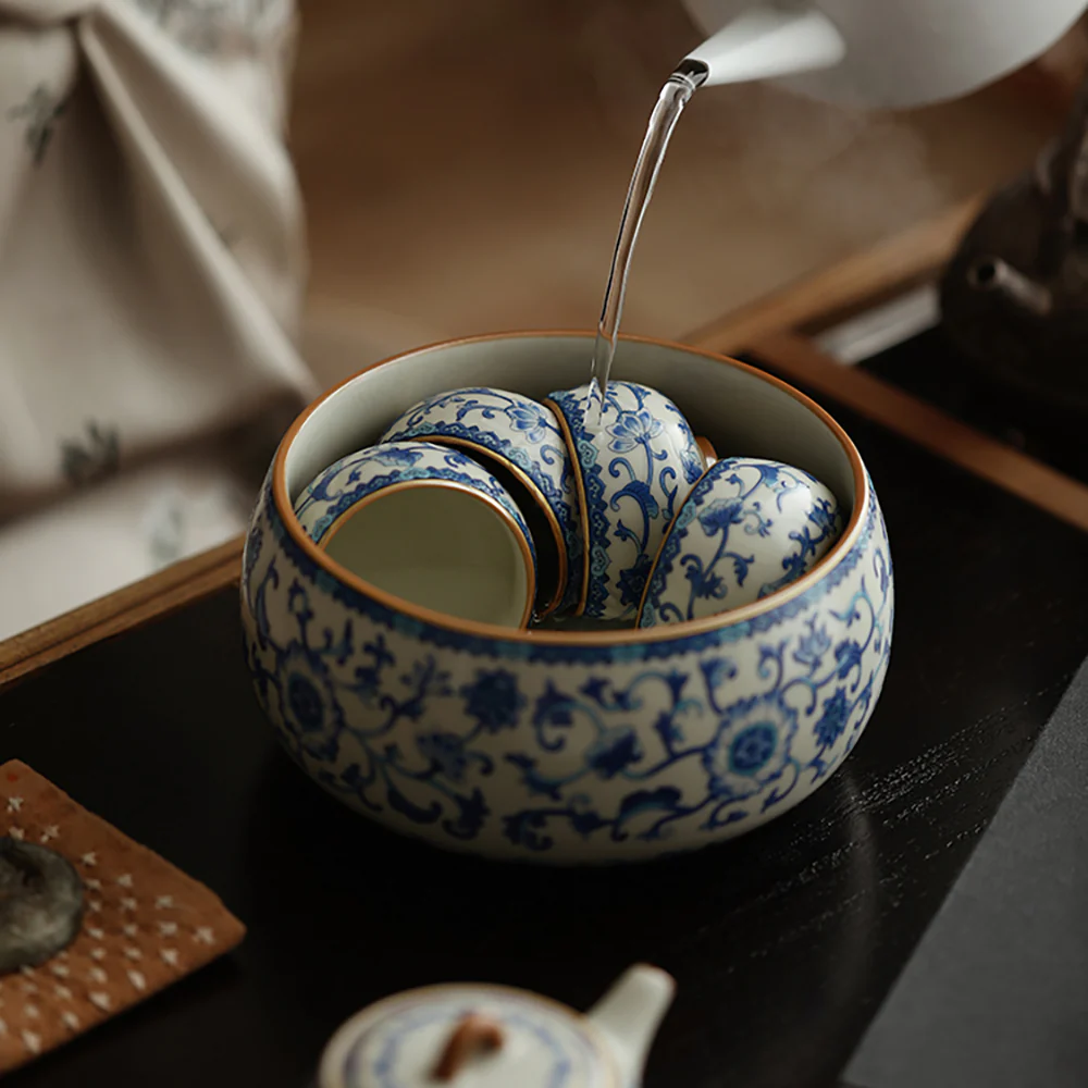 Blue And White Ruyao Twig Flowers Tea Washer - Image 5