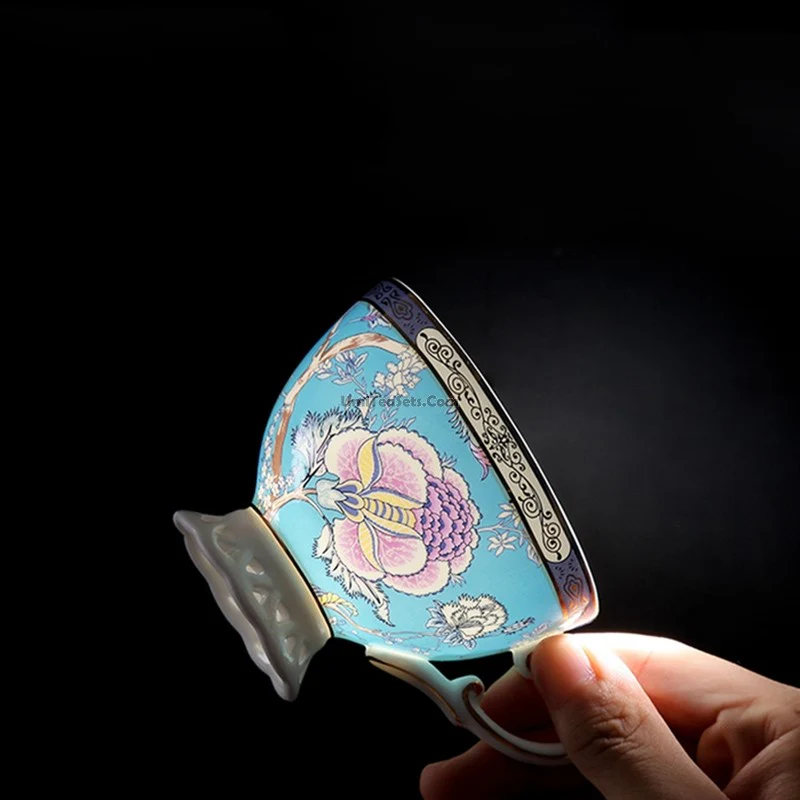 Blue Flowers Bone China Tea Set - Image 4