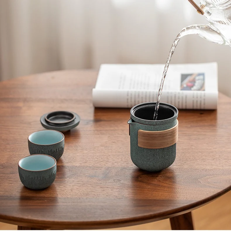 Bluestone Glazed Travel Tea Set - Image 3