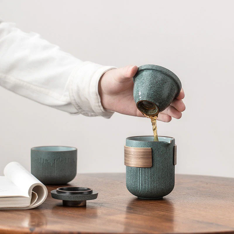 Bluestone Glazed Travel Tea Set - Image 4