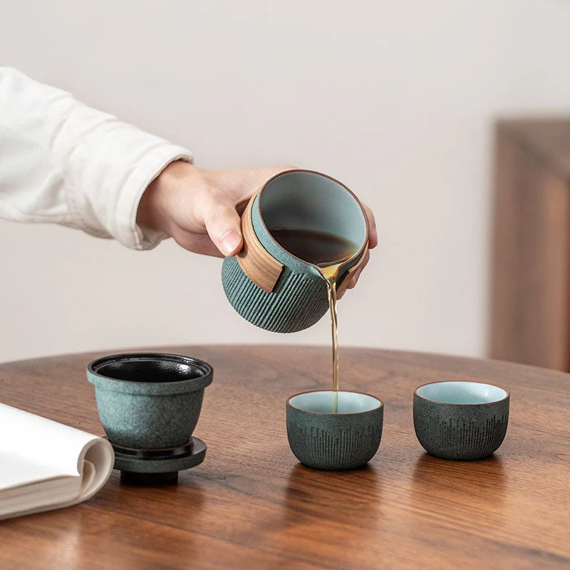 Bluestone Glazed Travel Tea Set - Image 5