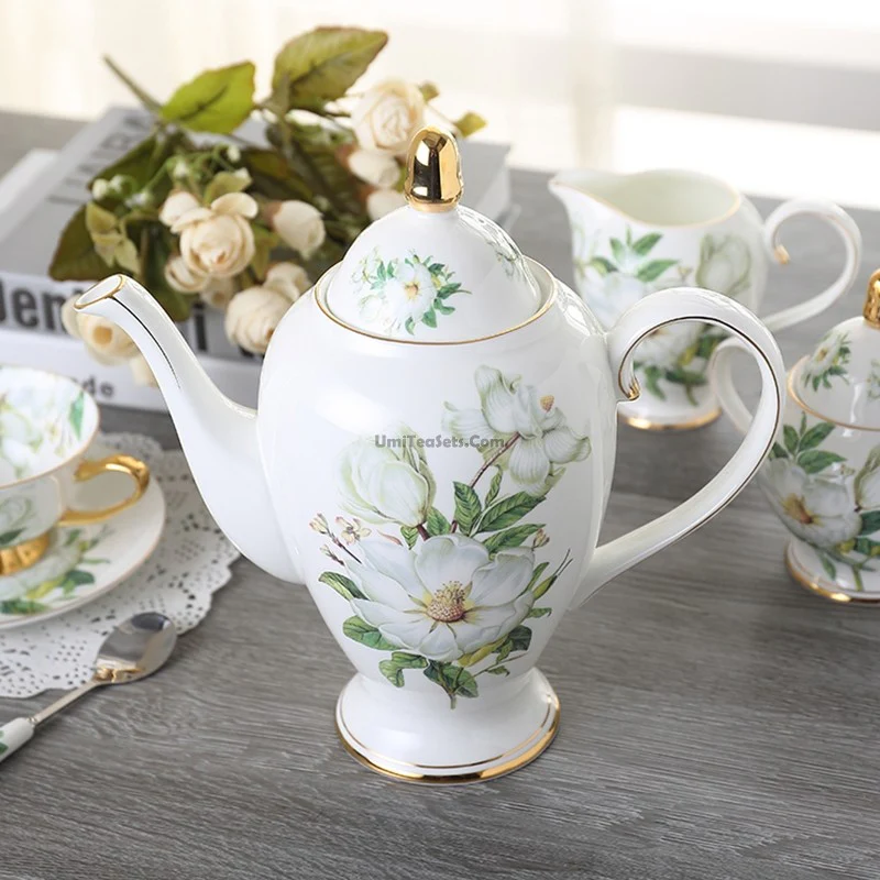 Bone China Camellia Flower Tea Set - Image 3