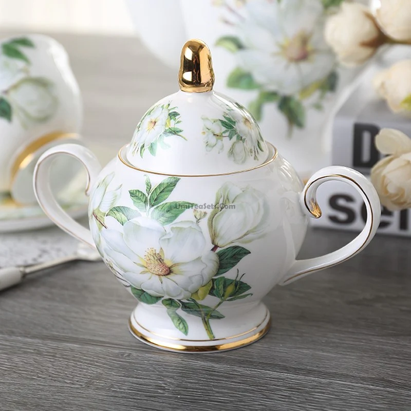Bone China Camellia Flower Tea Set - Image 5