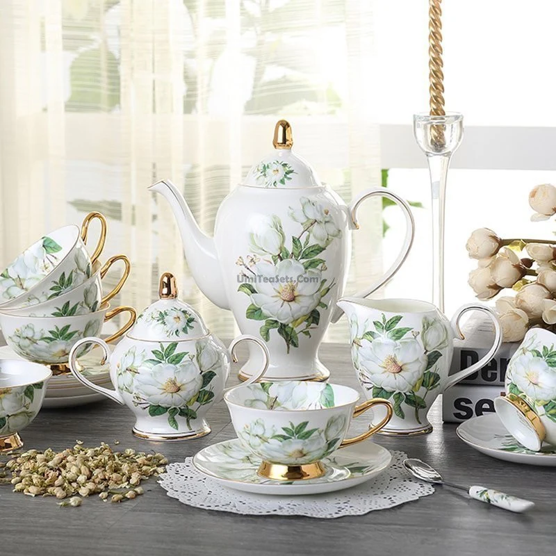 Bone China Camellia Flower Tea Set - Image 6