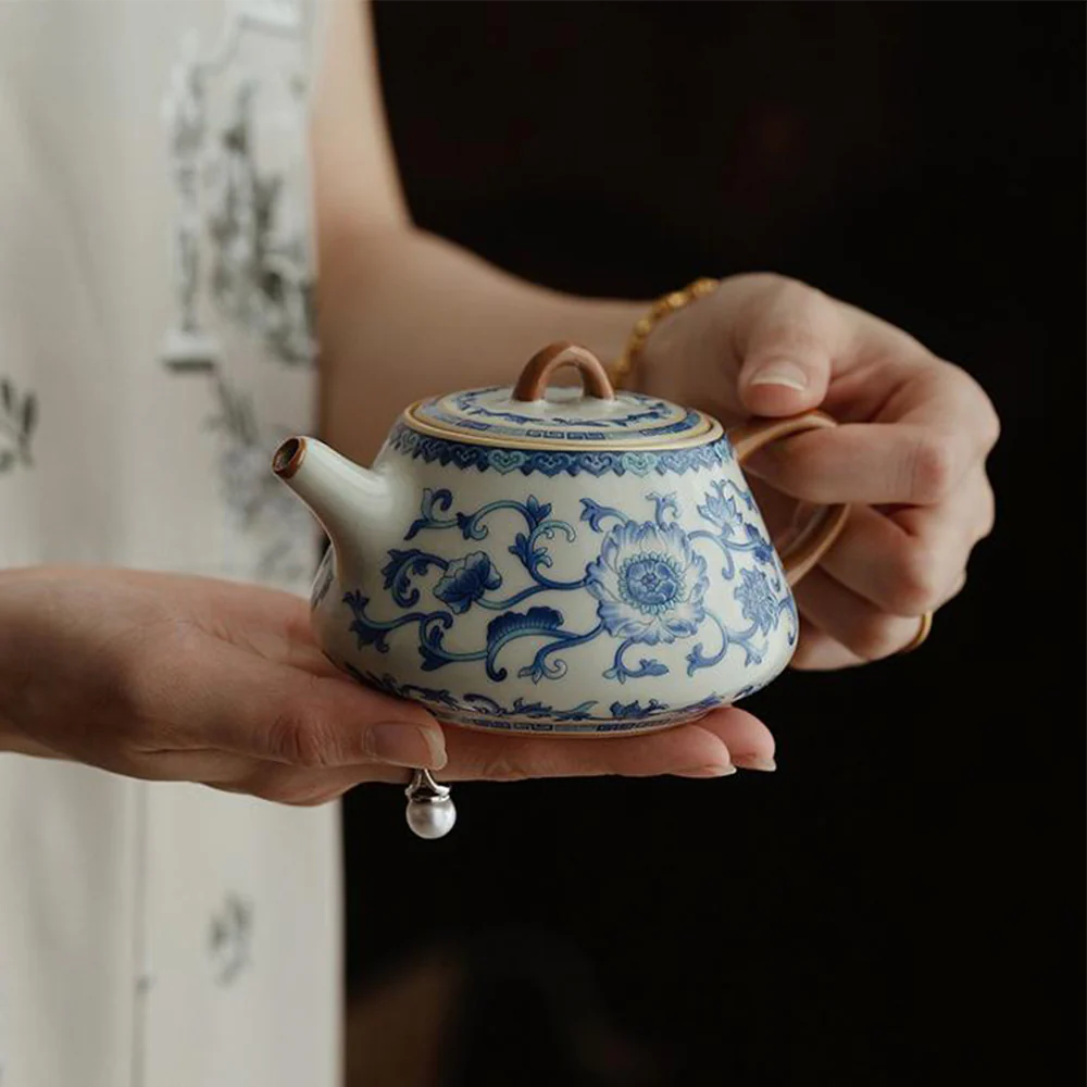 Chinese Blue And White Ruyao Shi Piao Teapot - Image 3