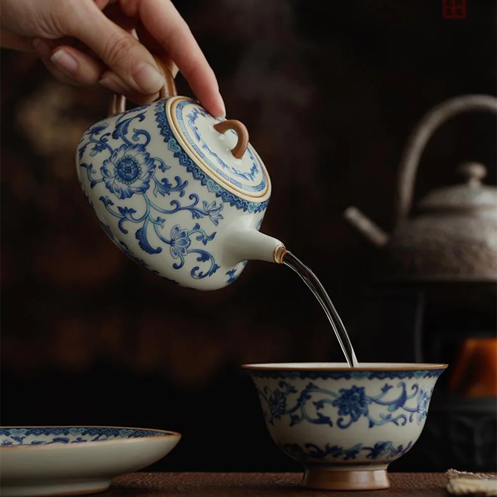 Chinese Blue And White Ruyao Shi Piao Teapot - Image 4