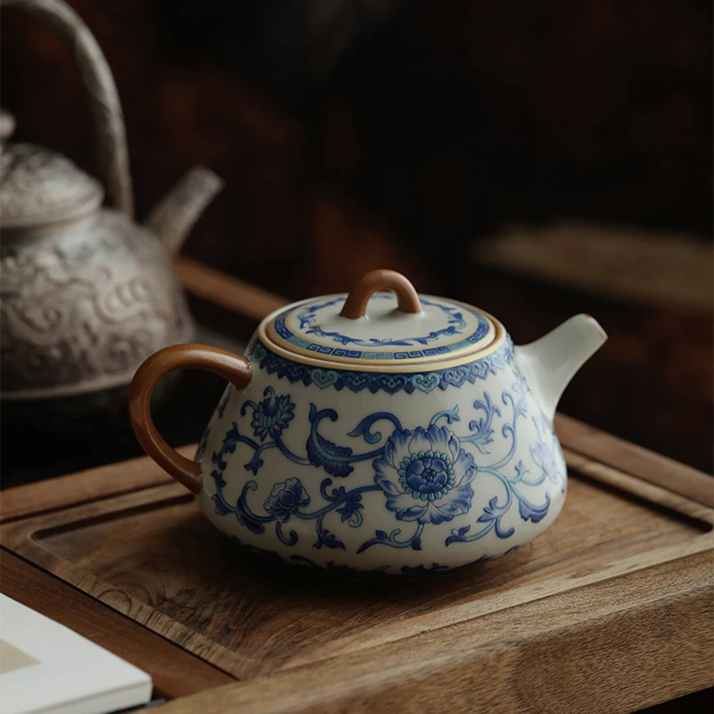 Chinese Blue And White Ruyao Shi Piao Teapot - Image 5