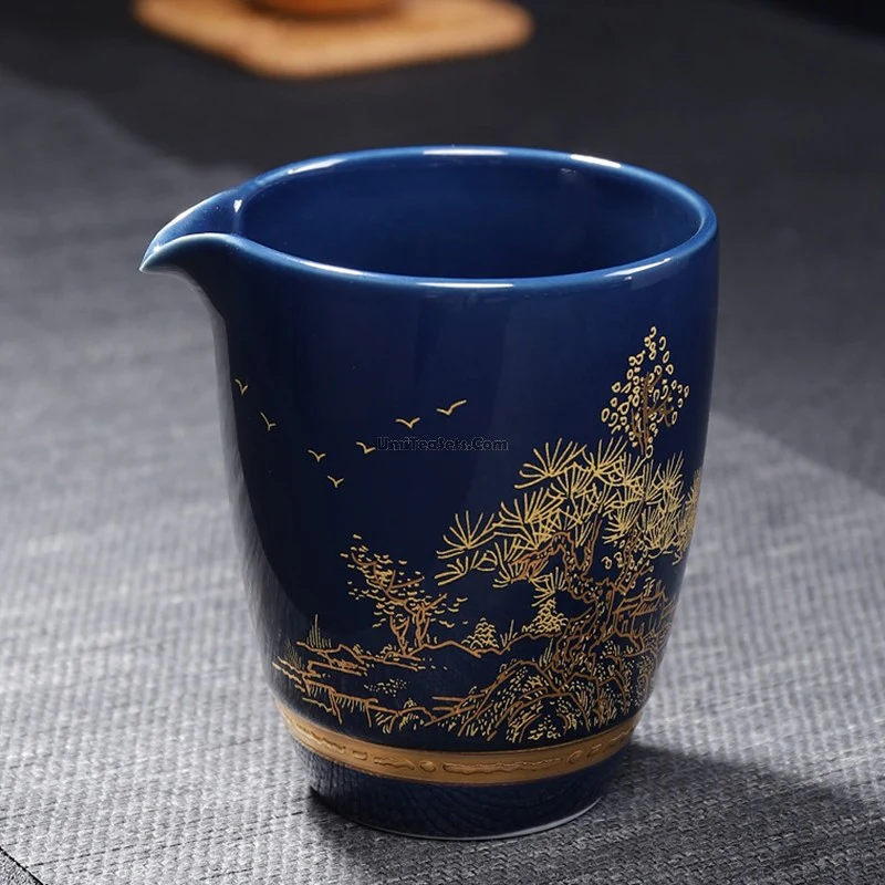 Chinese Blue Landscape Porcelain Tea Set - Image 7