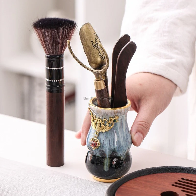 Chinese Jian Zhan Golden Dragon Tea Set - Image 6