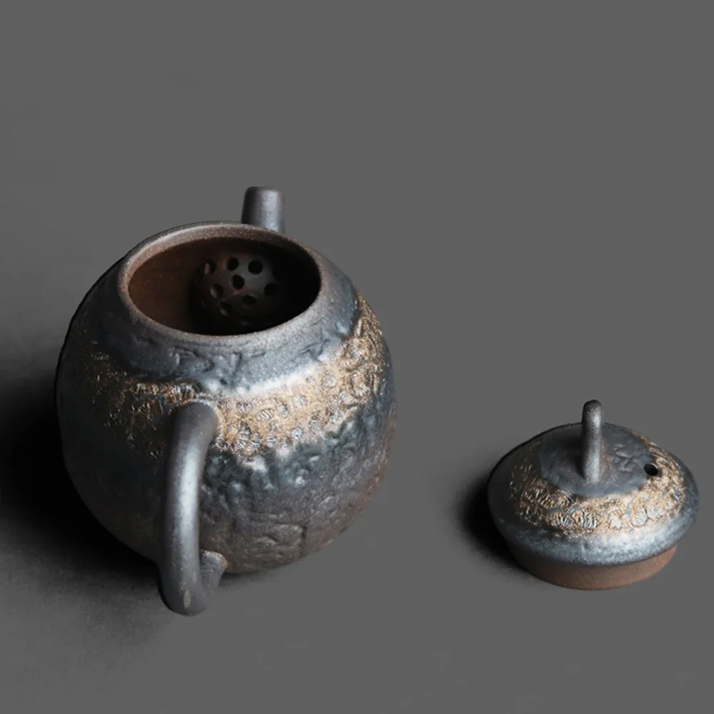 Chinese Pottery Clay Stone Texture Teapot - Image 3