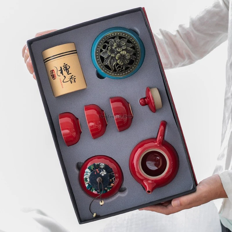 Chinese Red Tea Set With Gift Box - Image 5