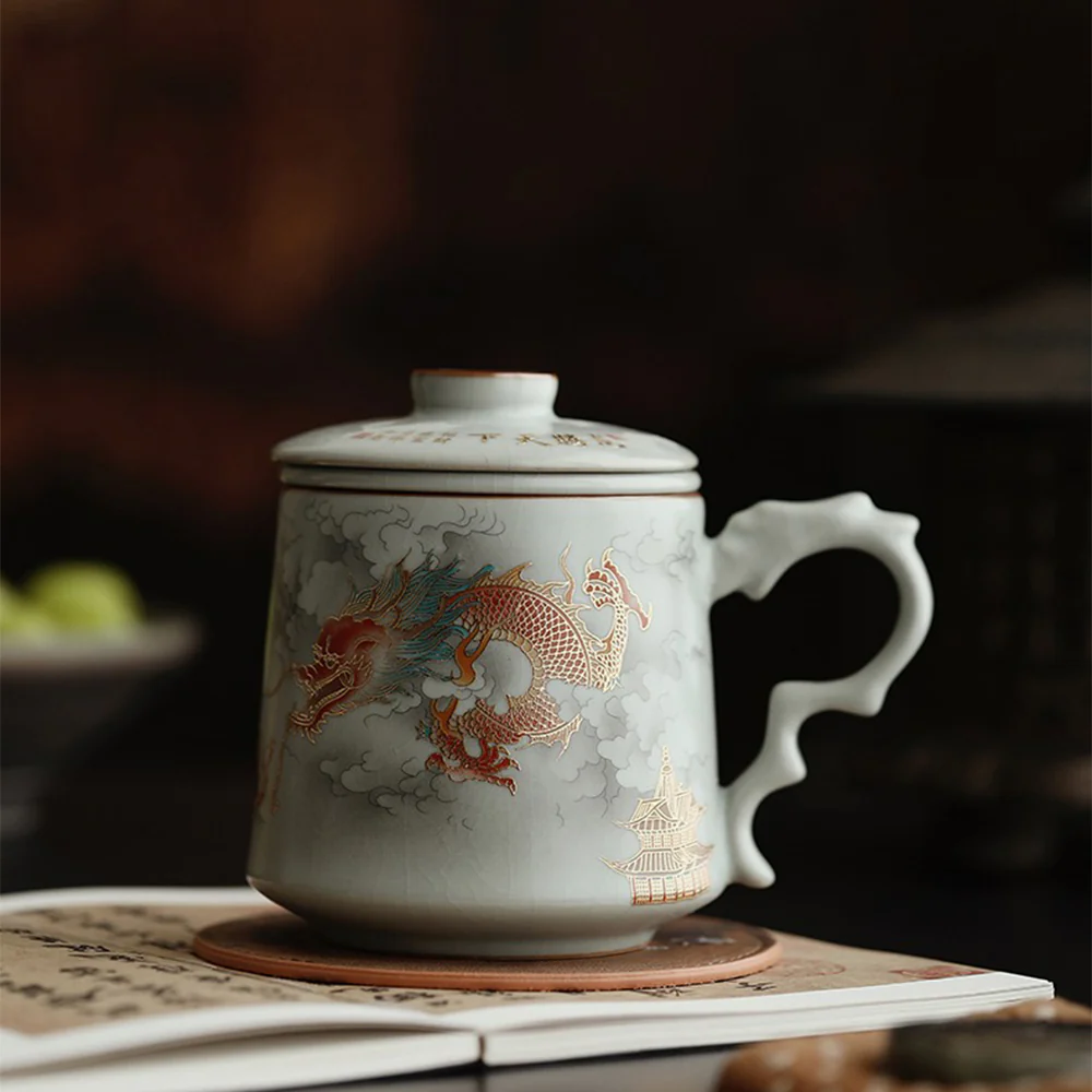 Chinese Ruyao Dragon Tea Cup With Infuser - Image 3
