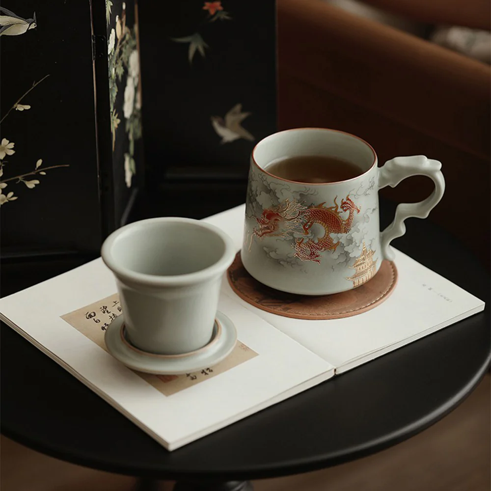 Chinese Ruyao Dragon Tea Cup With Infuser - Image 6