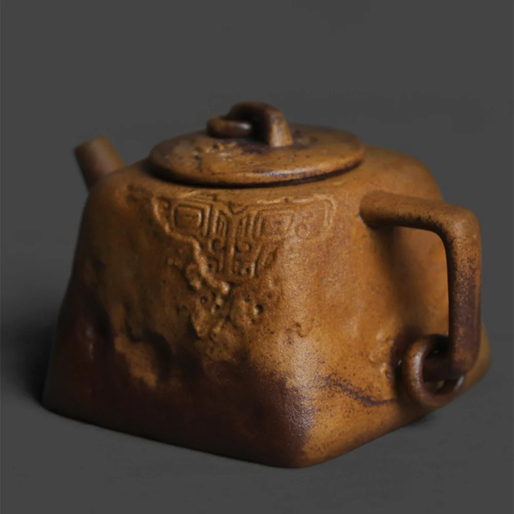 Chinese Sanxingdui Totem Square Teapot - Image 3