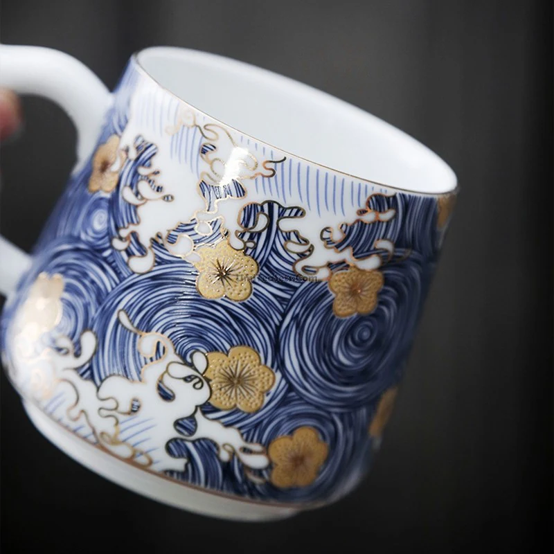 Chinese Sea Wave Office Tea Cup With Infuser - Image 6