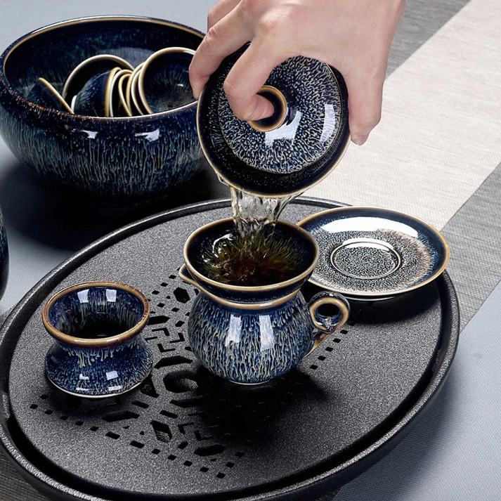 Chinese Starry Sky Jian Zhan Tea Set - Image 3