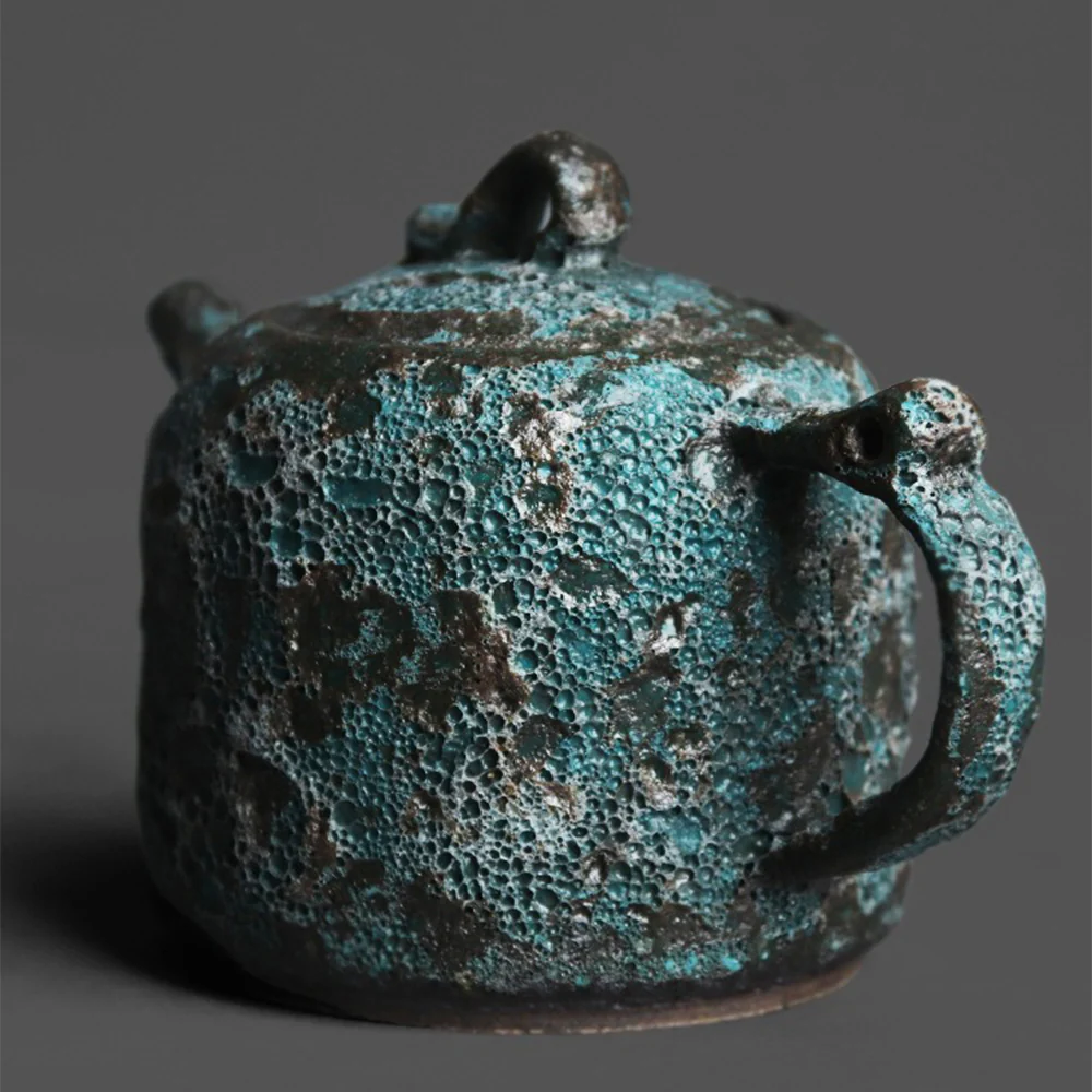 Chinese Vintage Bronze Wormhole Teapot - Image 3