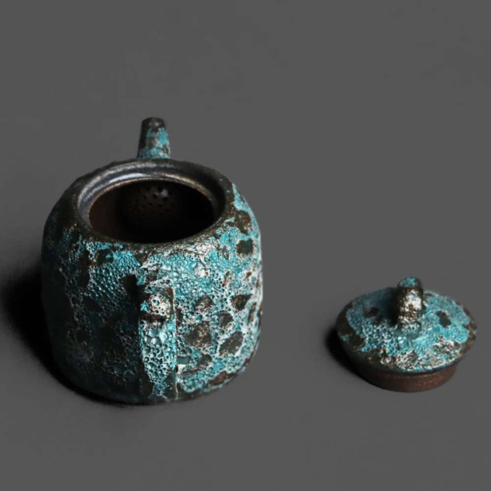 Chinese Vintage Bronze Wormhole Teapot - Image 4