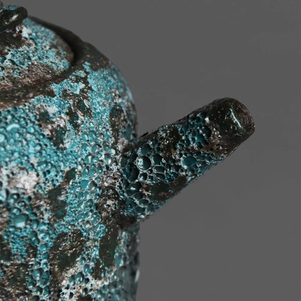 Chinese Vintage Bronze Wormhole Teapot - Image 5