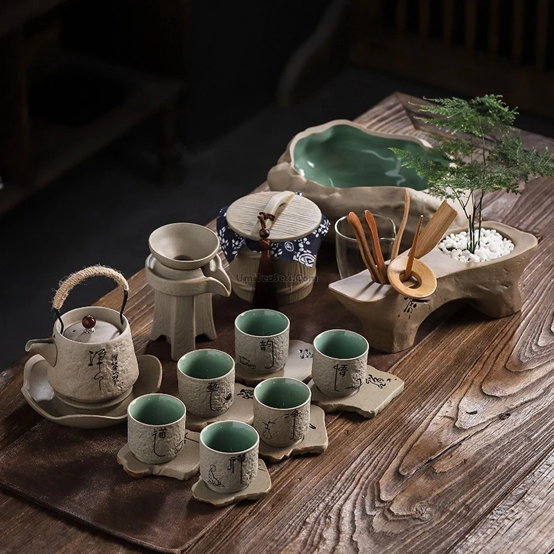 Chinese Zen Stone Style Tea Set - Image 5