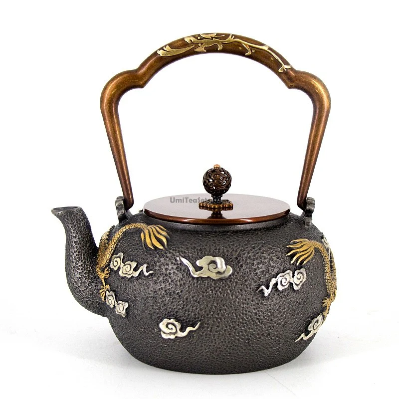 Double Dragon Playing Fireball Cast Iron Teapot - Image 4