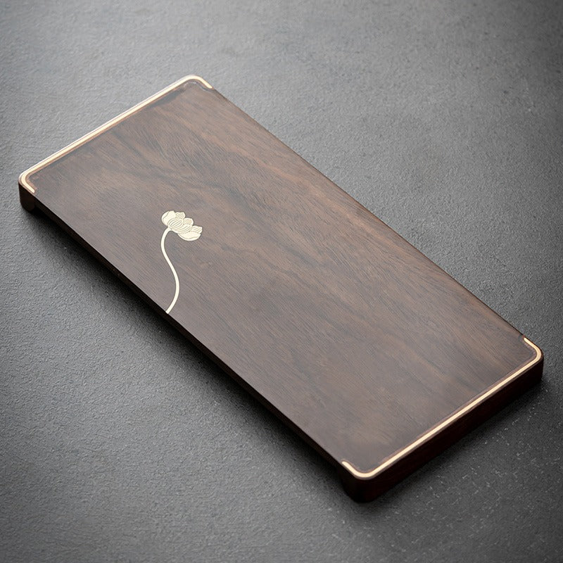 Ebony Small Tea Tray With Silver Lotus - Image 7