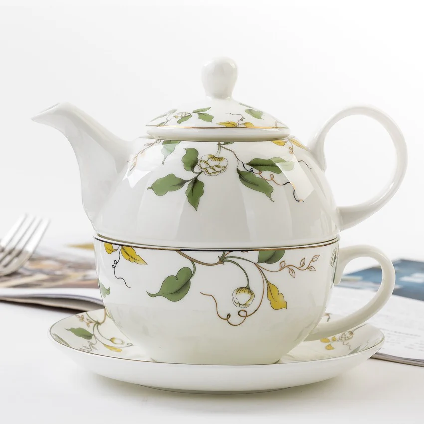 Floral Leaf Bone China Tea For One Set - Image 3