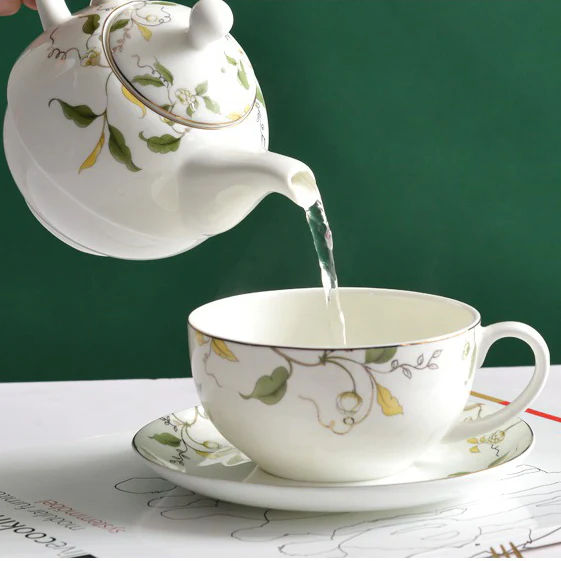 Floral Leaf Bone China Tea For One Set - Image 4