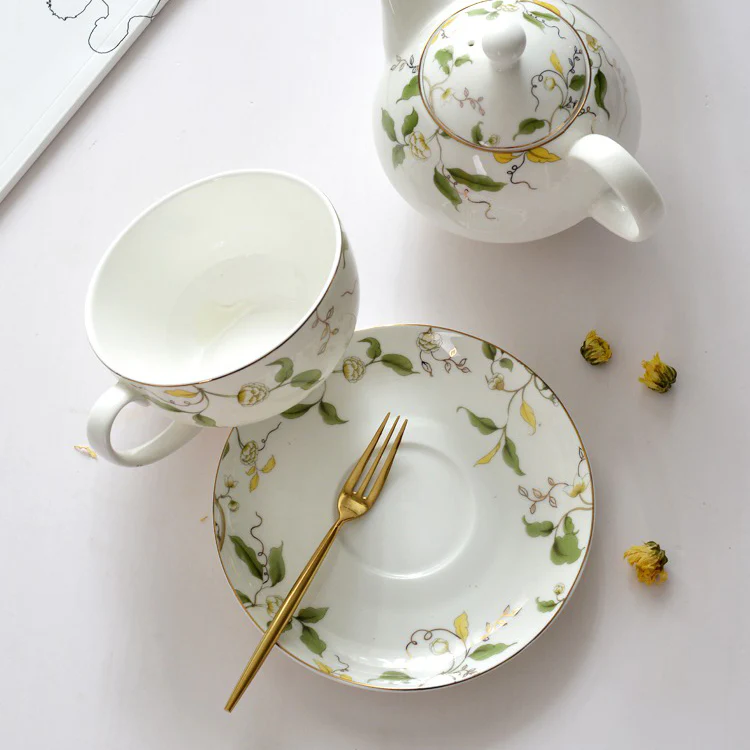 Floral Leaf Bone China Tea For One Set - Image 6
