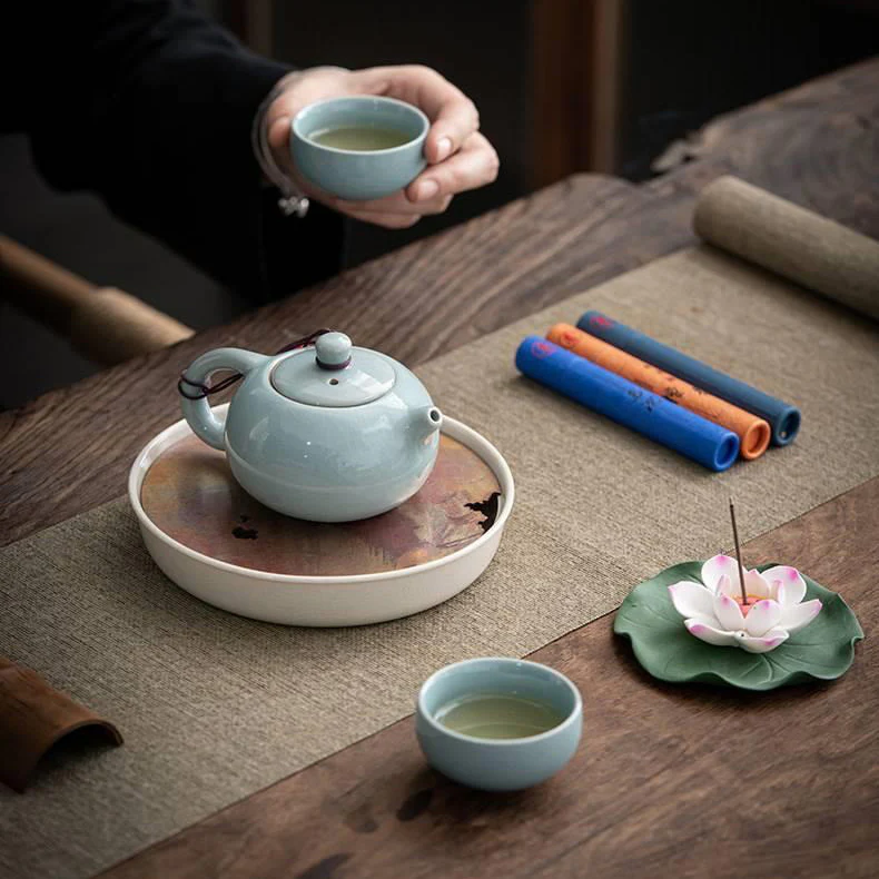 Geyao Tea Set With Lotus Incense Holder - Image 4
