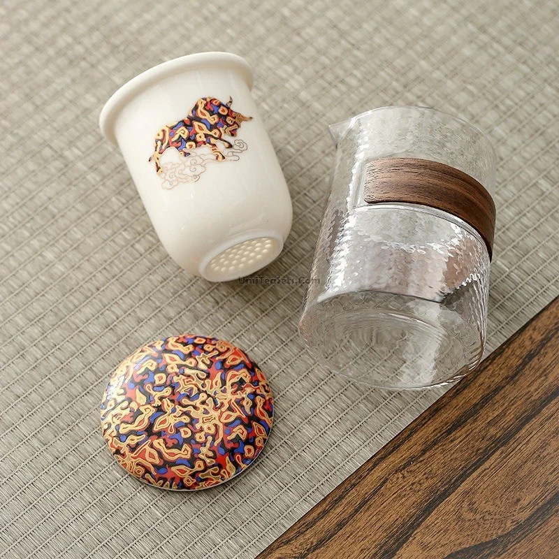 Glass And Porcelain Deer Travel Tea Set - Image 3