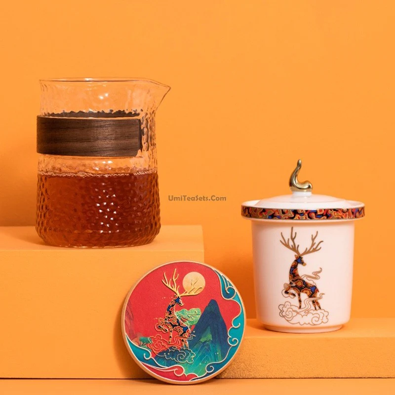 Glass And Porcelain Deer Travel Tea Set - Image 6