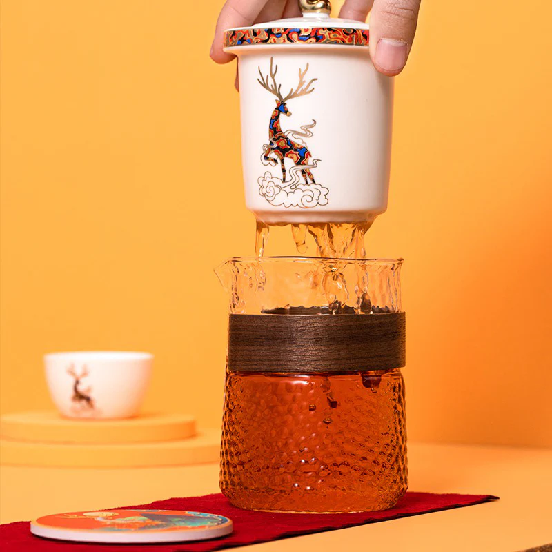 Glass And Porcelain Deer Travel Tea Set - Image 9