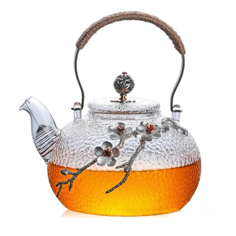 Glass Teapot With Tin Plum - Image 4