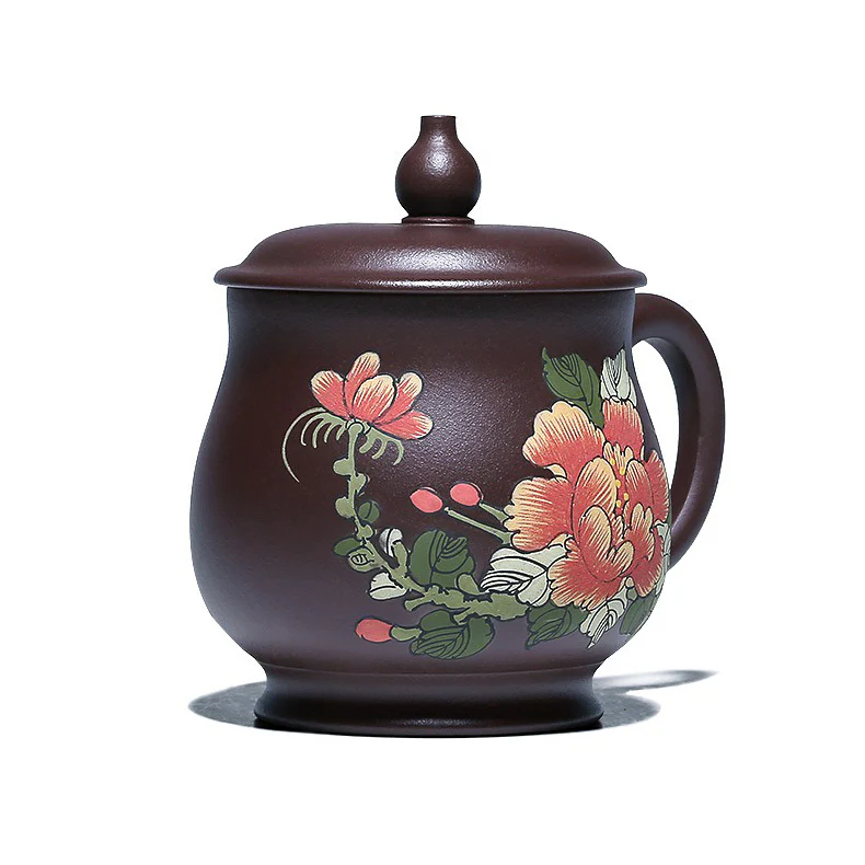 Handmade Yixing Purple Clay Peony Tea Cup - Image 5