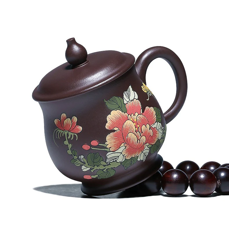 Handmade Yixing Purple Clay Peony Tea Cup - Image 6